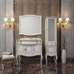 Мебель для ванной Opadiris ЛАУРА 100 белая с бежевой патиной с мраморной столешницей